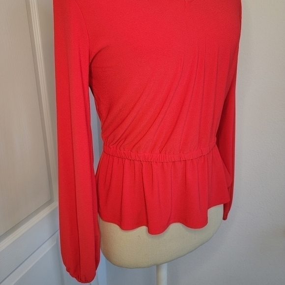BAR III- Bar-Back Peplum Top - Red - Medium - Picture 6 of 8